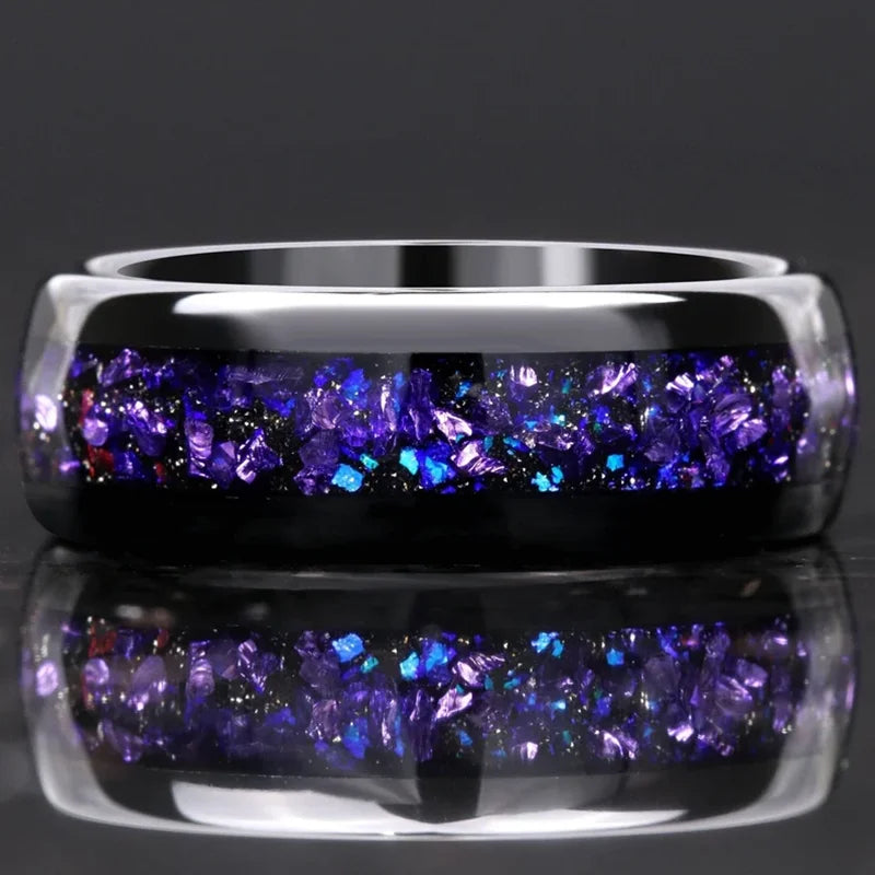 Anel de carboneto de tungstênio para homem anillos bague homme pareja de compromiso moda jóias banda de casamento anéis de noivado de ametista