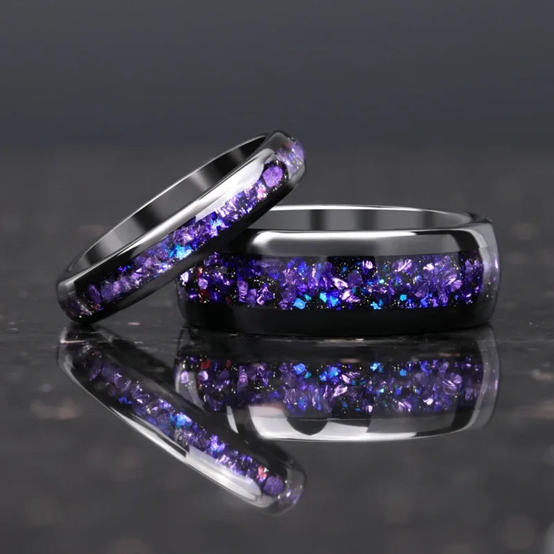 Anel de carboneto de tungstênio para homem anillos bague homme pareja de compromiso moda jóias banda de casamento anéis de noivado de ametista
