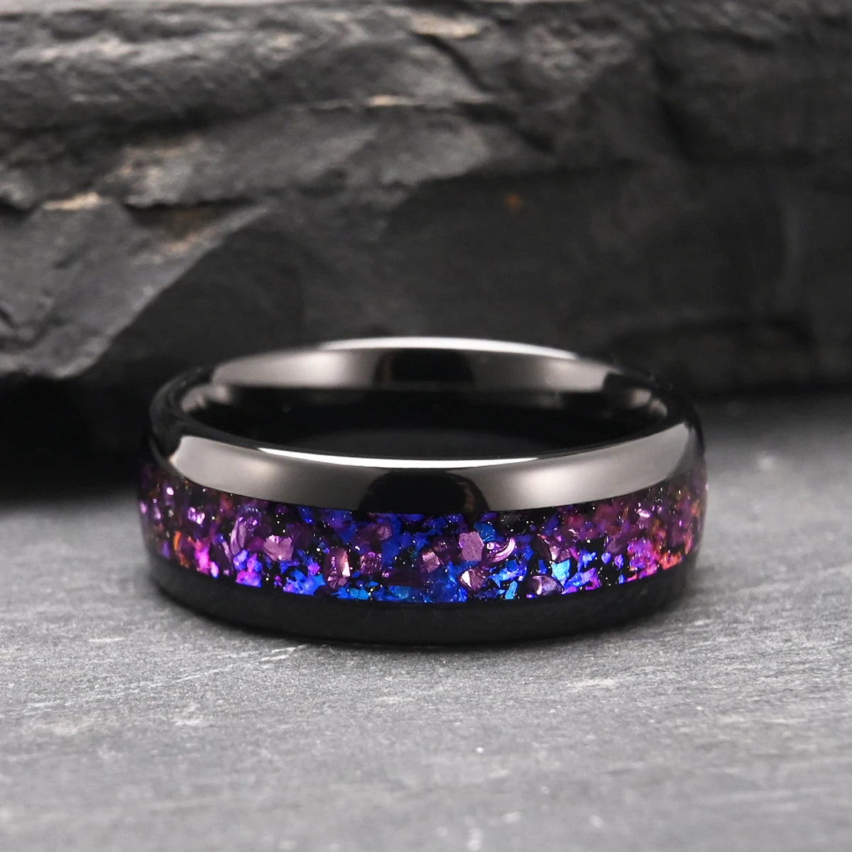 Anel de carboneto de tungstênio para homem anillos bague homme pareja de compromiso moda jóias banda de casamento anéis de noivado de ametista