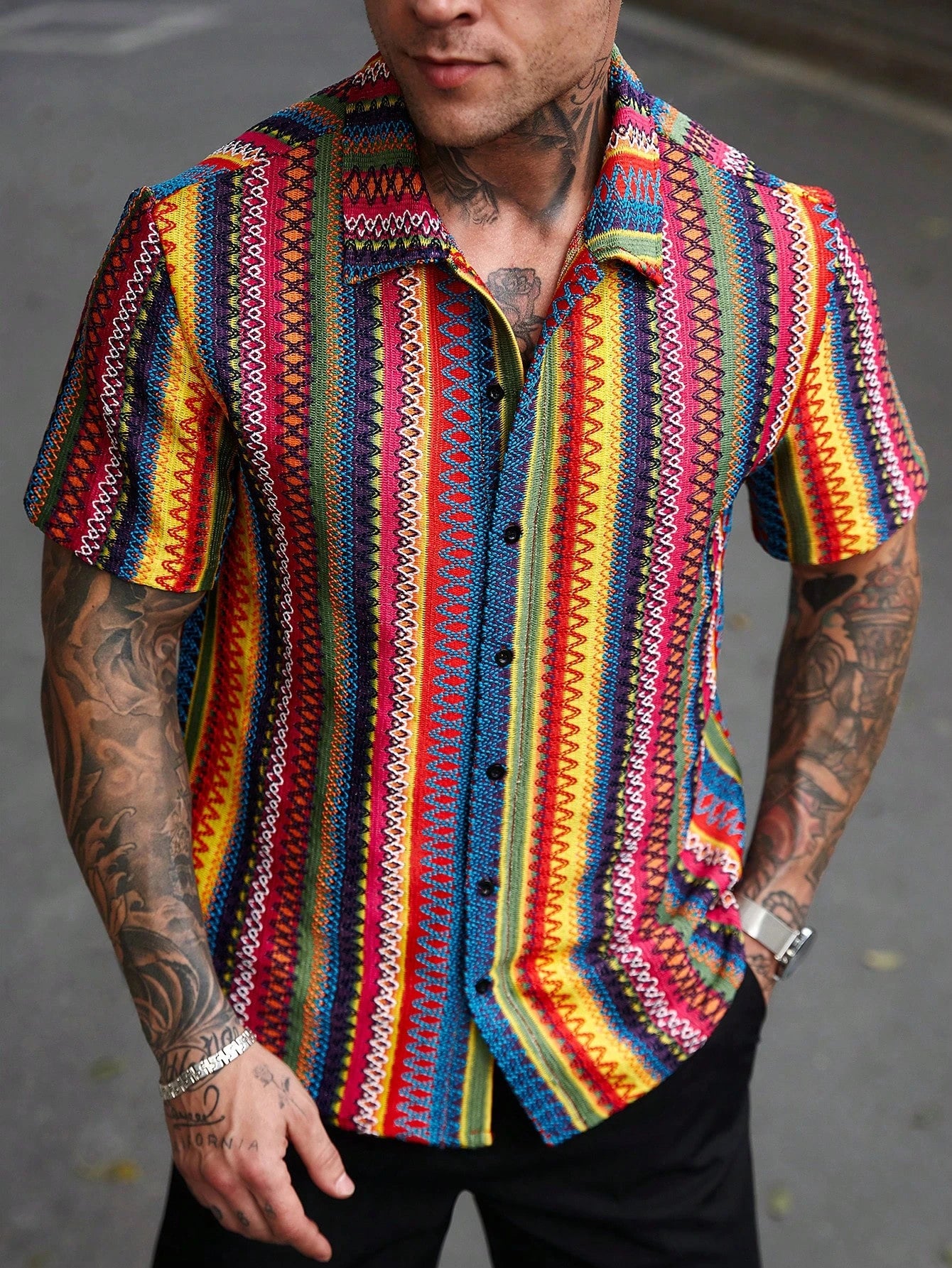 Regras étnicas impressas camisa havaiana masculina tecido de poliéster verão casual férias ao ar livre usar camisa de lapela de botão masculino