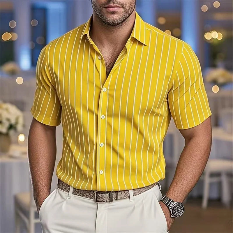 Camisa Masculina Listrada Elegante e Confortável