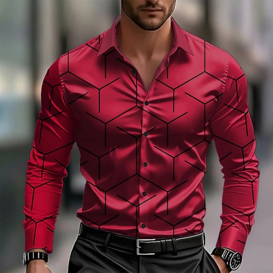 Nova camisa masculina de manga comprida com gola xadrez, adequada para escritório e roupas casuais na primavera, outono e todas as estações. Grande