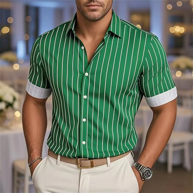 Camisa Masculina Listrada Elegante e Confortável
