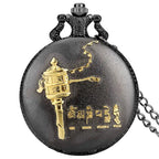 Relógio de bolso de quartzo com cabeça de Buda, aroma tibetano, templo budista, corrente religiosa, colar vintage, presente para homens e mulheres