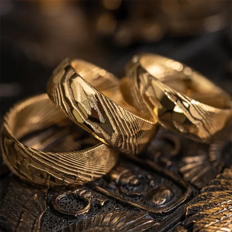 Anel de damasco dourado para homem anillos bague homme pareja de compromiso moda jóias aliança de casamento anéis de noivado de alta qualidade
