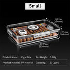 Humidor de charutos caixa de madeira de cedro selado transparente dupla camada hidratante higrômetro multifuncional caso grande capacidade 100 peças
