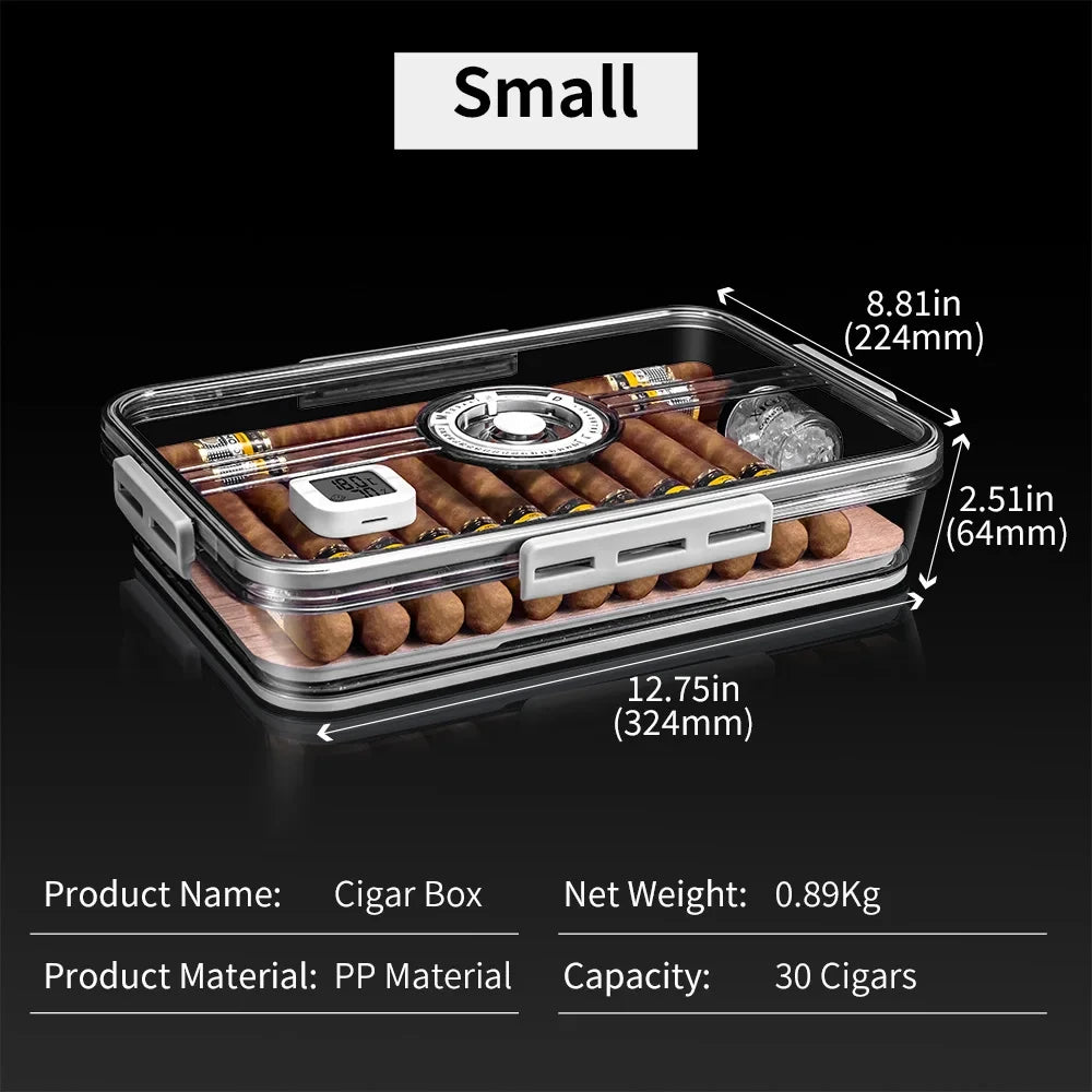 Humidor de charutos caixa de madeira de cedro selado transparente dupla camada hidratante higrômetro multifuncional caso grande capacidade 100 peças