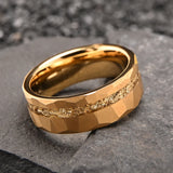 Anillo hombre clássico anel de tungstênio banhado a ouro jóias luxo joyeria anéis de casamento anillos de compromiso accesorios hombre