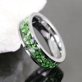 Anel de tungstênio de cristal verde 6mm para homem anillos bague homme pareja de compromiso joias da moda alianças de casamento anéis de noivado