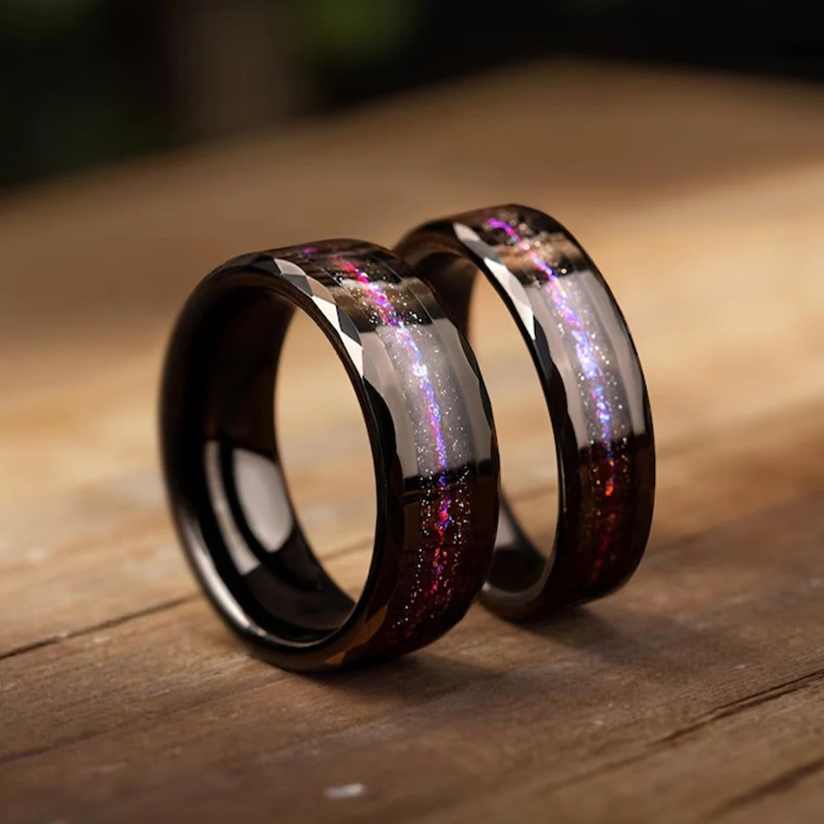 Anel de carboneto de tungstênio preto para homem anillo bague homme pareja de compromiso moda jóias banda de casamento galáxia anéis de noivado