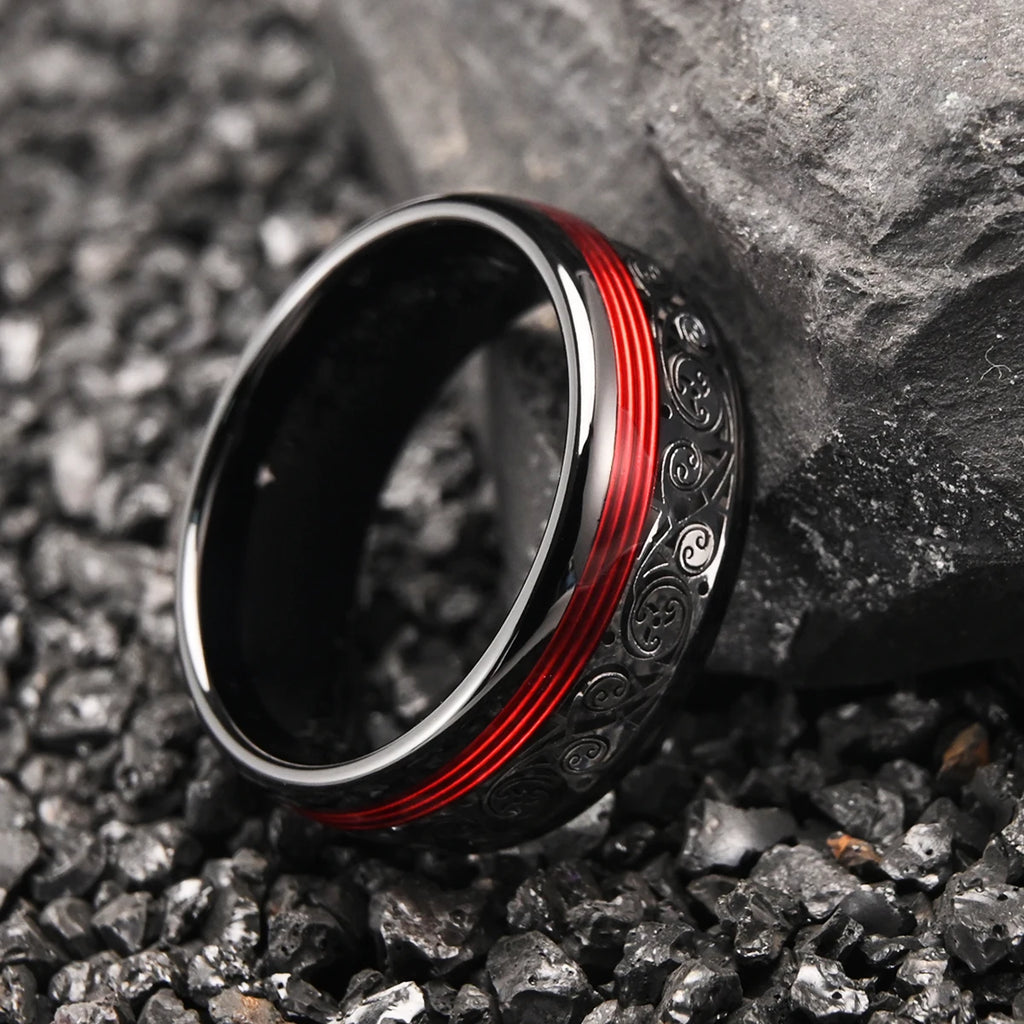 Anel de carboneto de tungstênio preto 8mm para homem anillos bague homme pareja de compromiso joias da moda alianças de casamento anéis de noivado