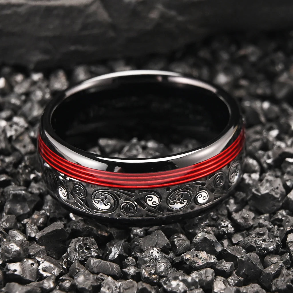 Anel de carboneto de tungstênio preto 8mm para homem anillos bague homme pareja de compromiso joias da moda alianças de casamento anéis de noivado