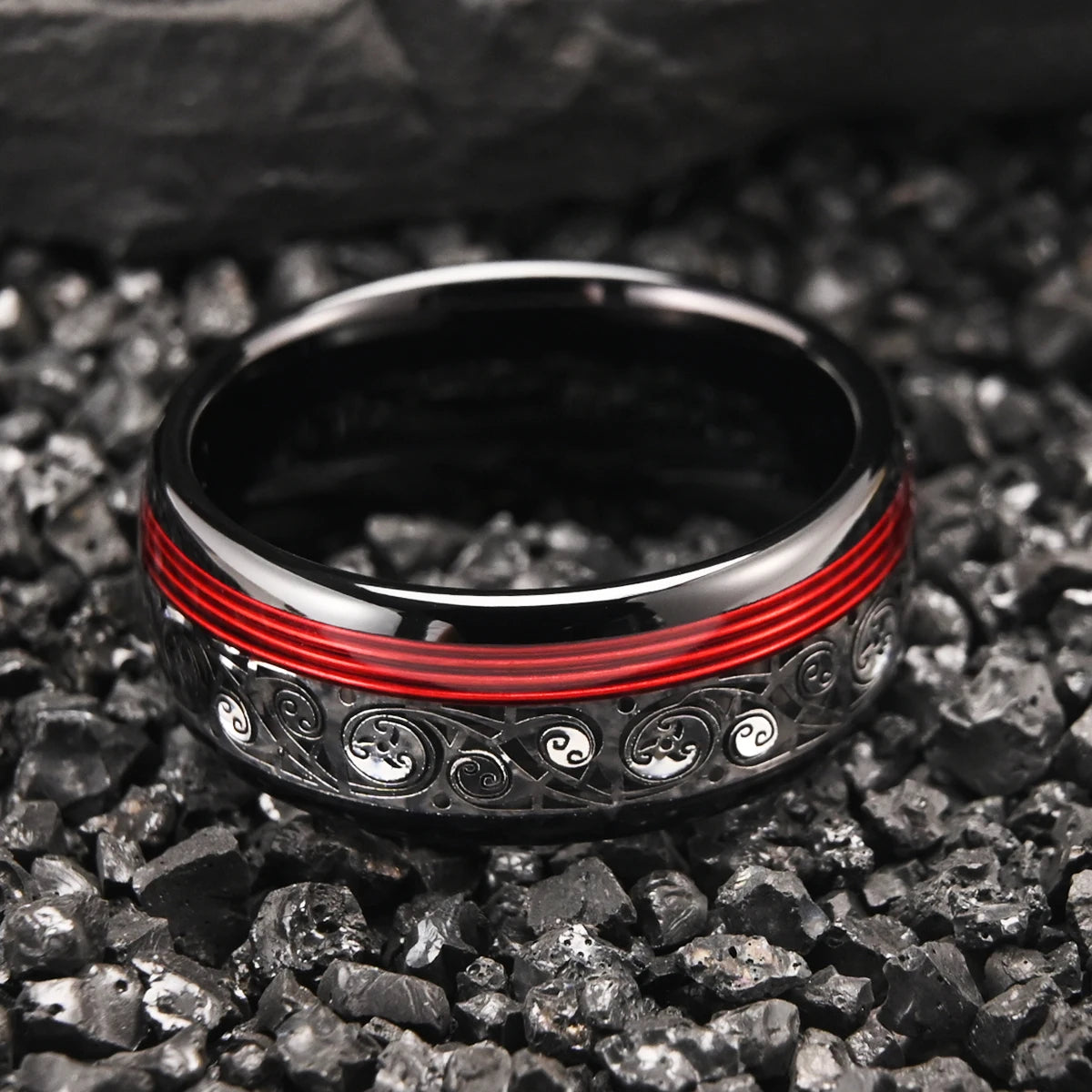 Anel de carboneto de tungstênio preto 8mm para homem anillos bague homme pareja de compromiso joias da moda alianças de casamento anéis de noivado