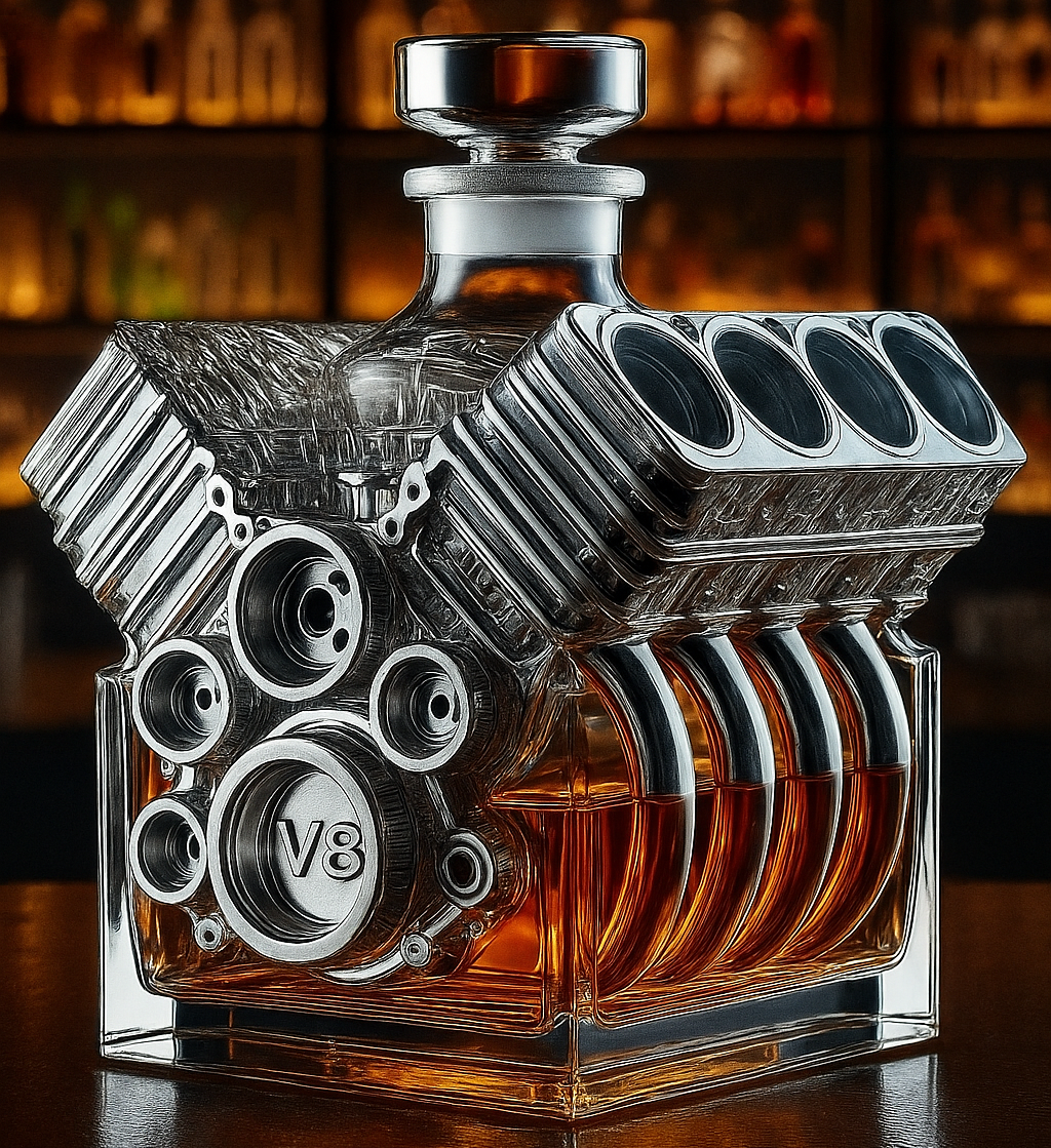 Decantador de Uísque Motor V8 - Charme e Sofisticação