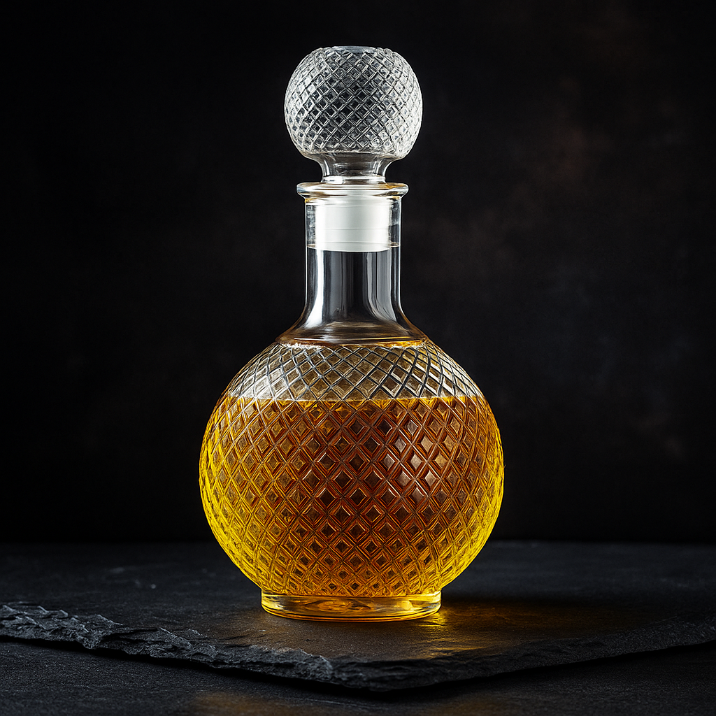 Decantador de Cristal Quadrado com Tampa Hermética