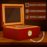 Caixa Umidificadora de Cedro com Higrômetro – Presente Ideal