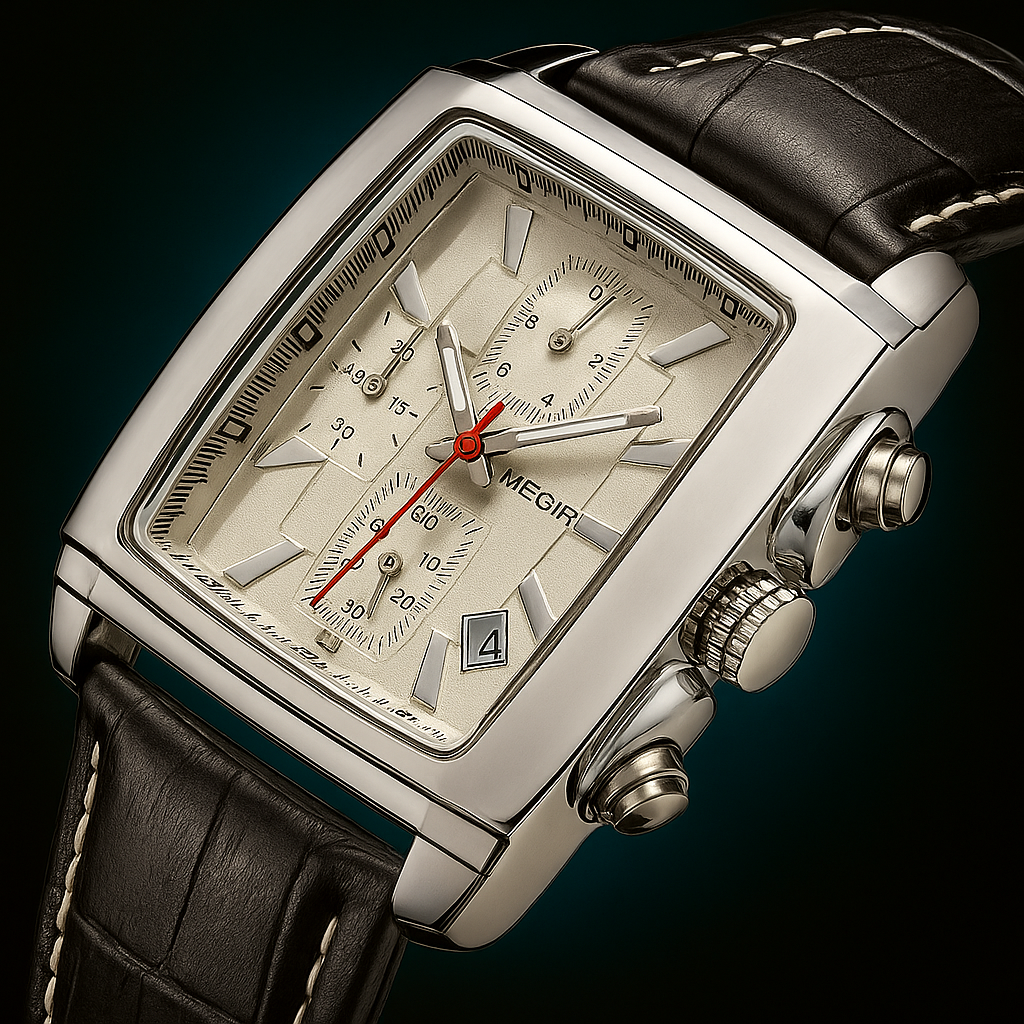 Relógio Cronógrafo com Pulseira de Couro