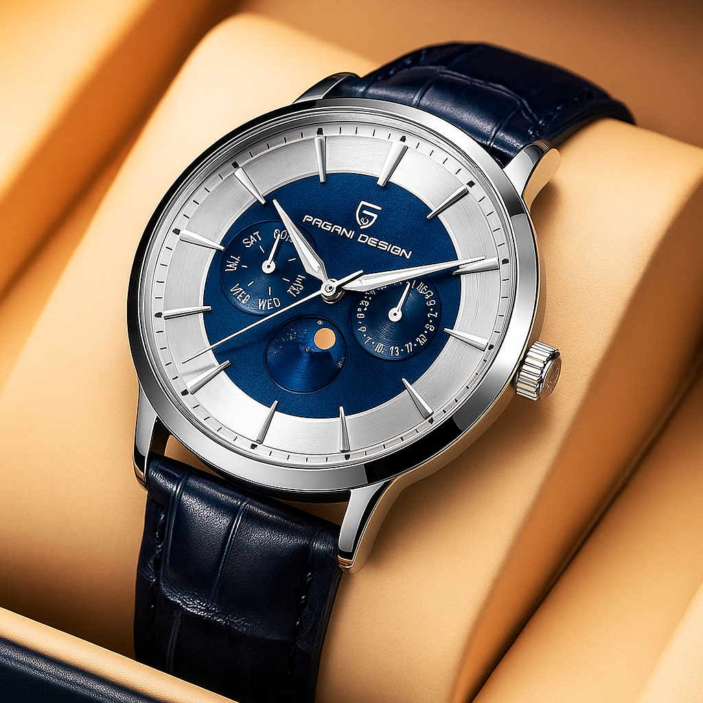 Relógio Masculino Design 40mm Fase da Lua