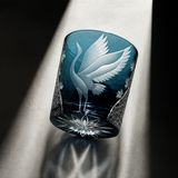 Copo de Cristal Edo Kiriko com Gravura de Guindaste