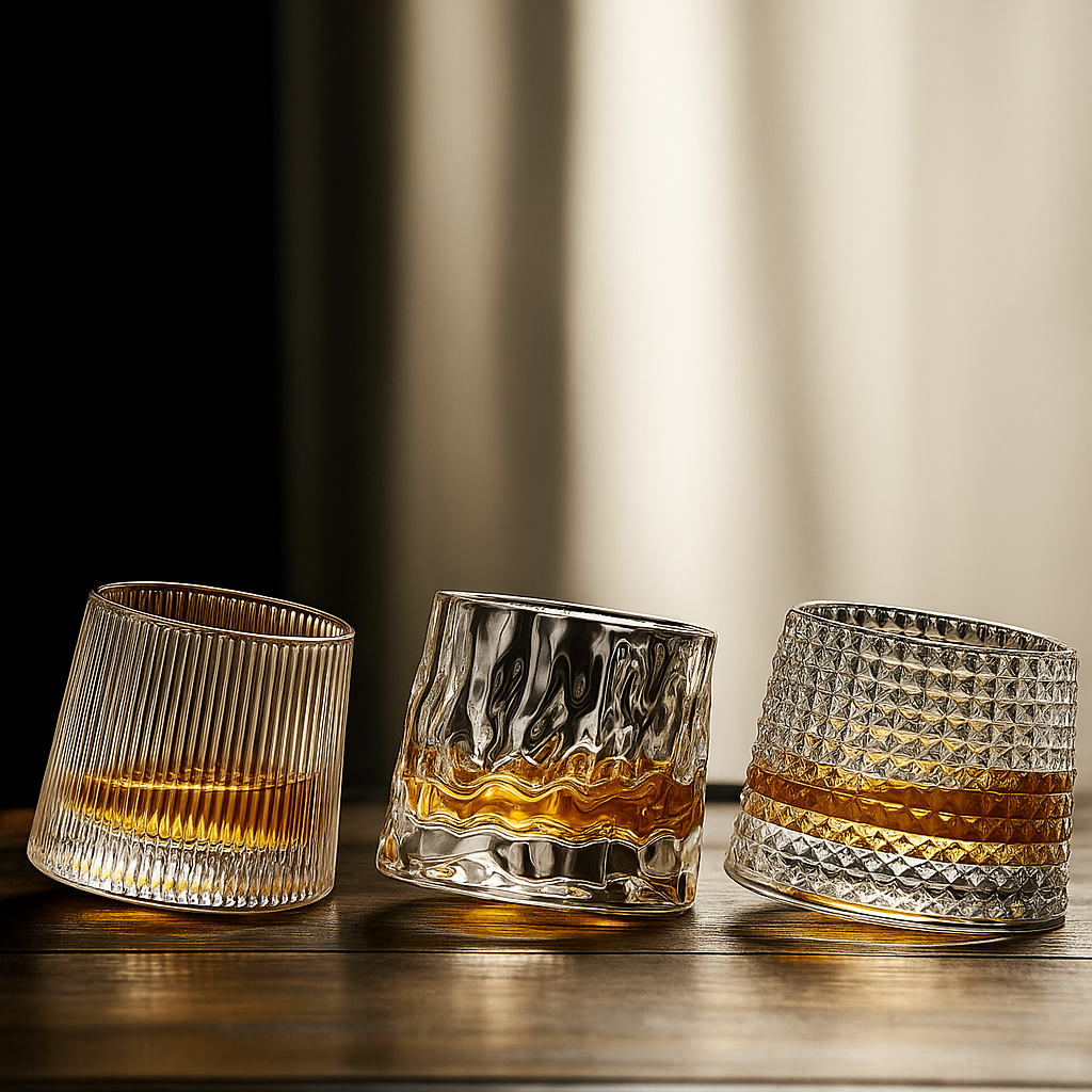 Copo de Cristal Rotativo para Whisky - Elegância e Estilo