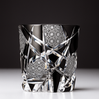 Copo de Cristal Edo Kiriko Relâmpago Preto