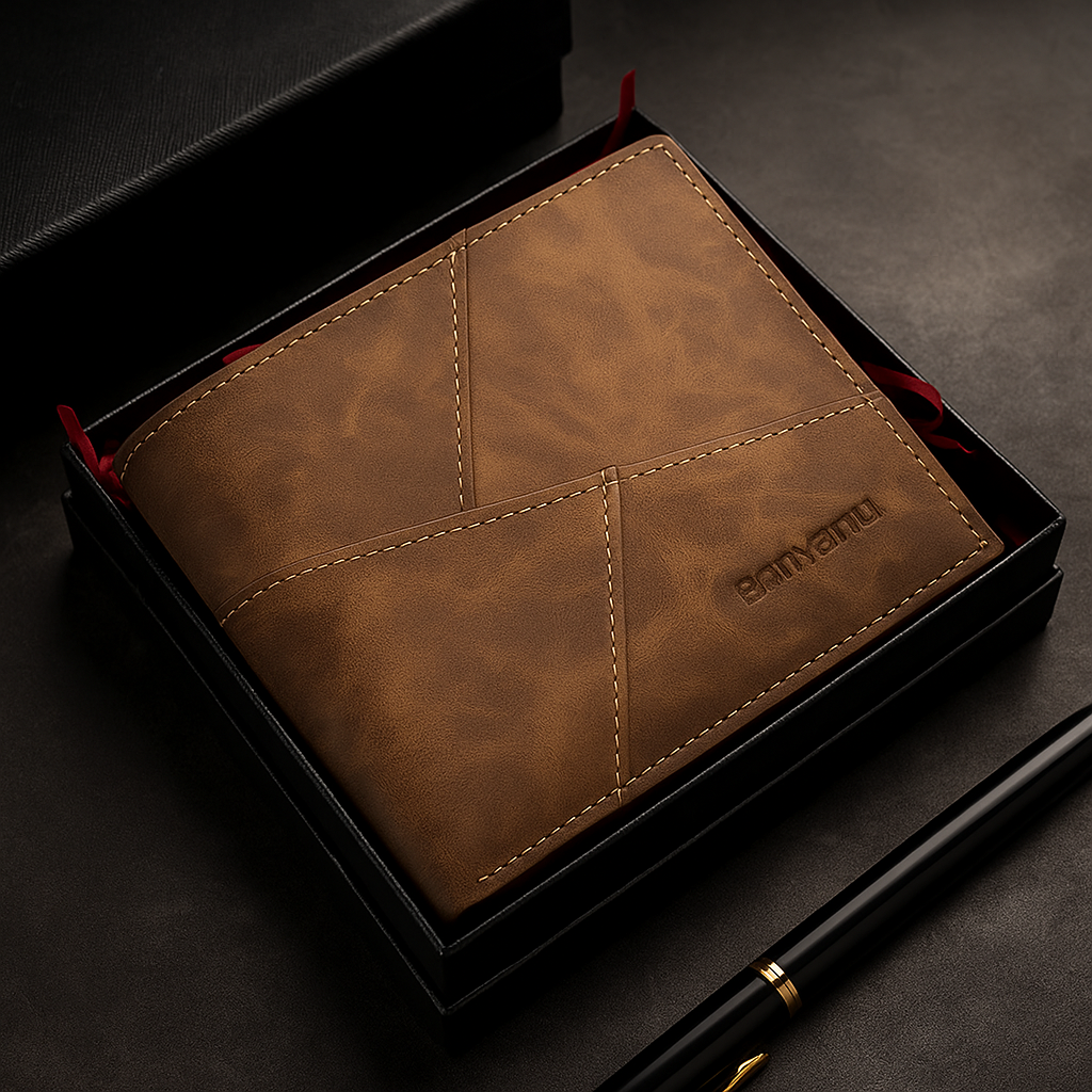 Carteira Masculina de Couro Genuíno RFID Premium