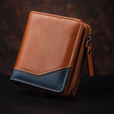 Carteira Masculina Vintage com Zíper e Grande Capacidade