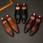 Sapato Oxford Masculino de Couro Genuíno com Padrão Crocodilo