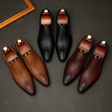 Sapato Oxford Masculino de Couro Genuíno com Padrão Crocodilo