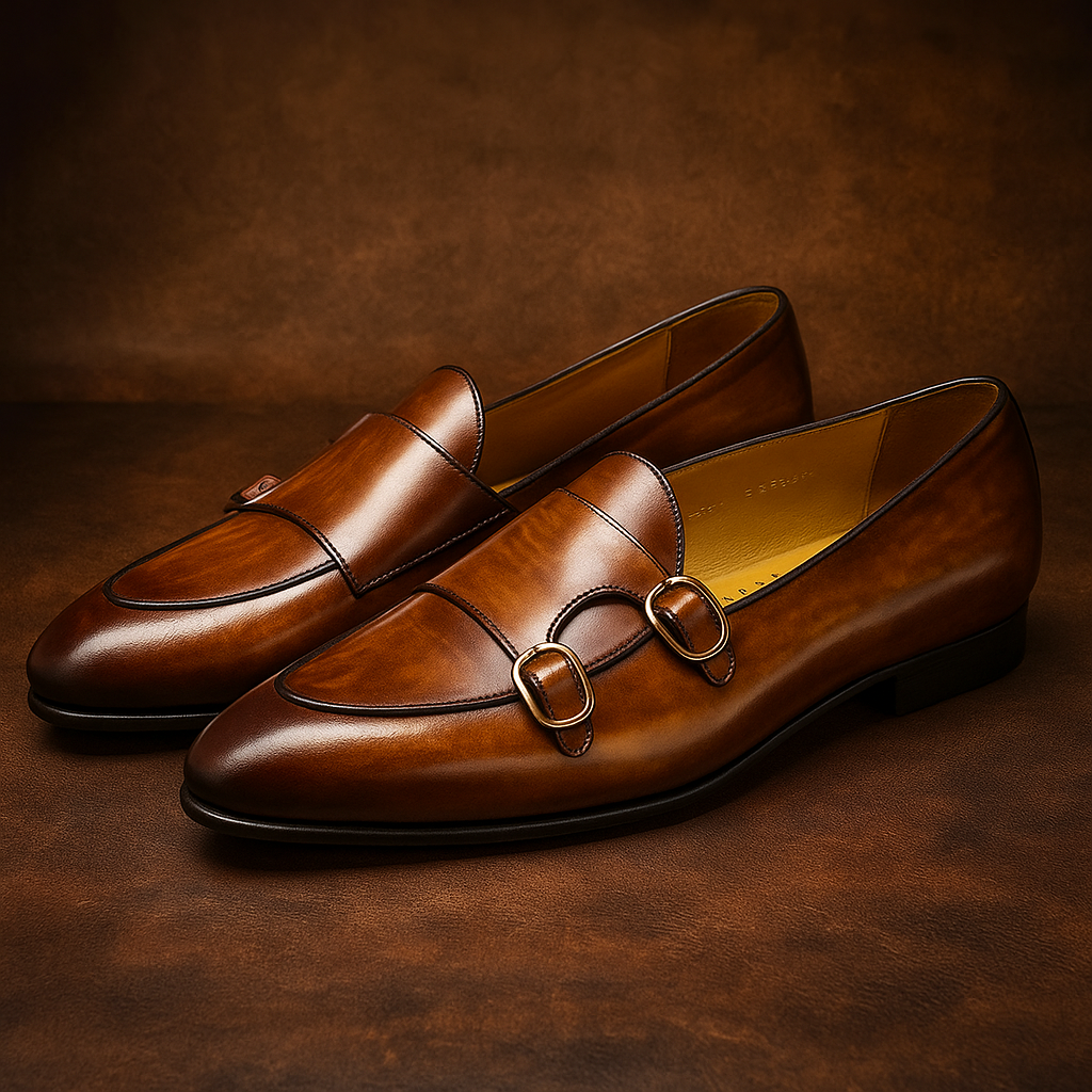 Mocassins de Couro Genuíno com Alça de Monge Exclusivo