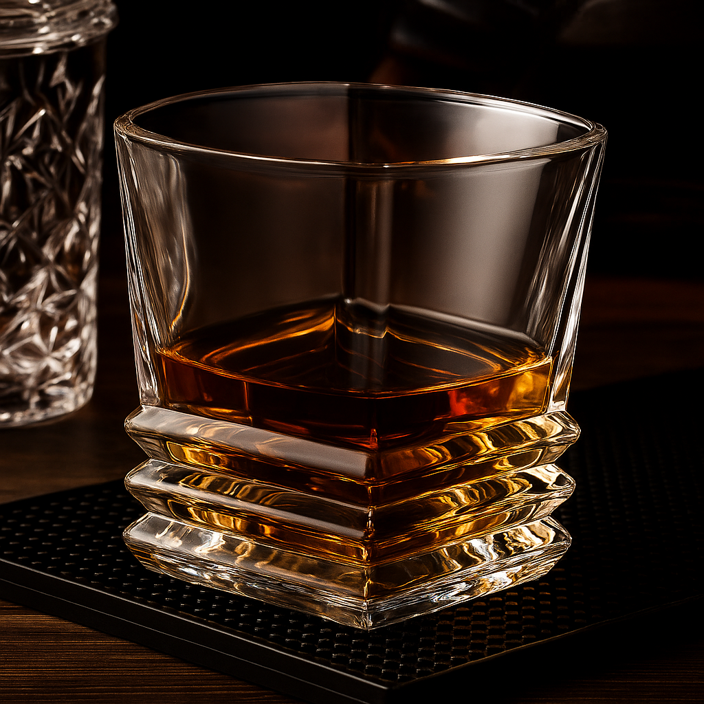 Elegante Copo de Vidro Pagoda Quadrado 280ml