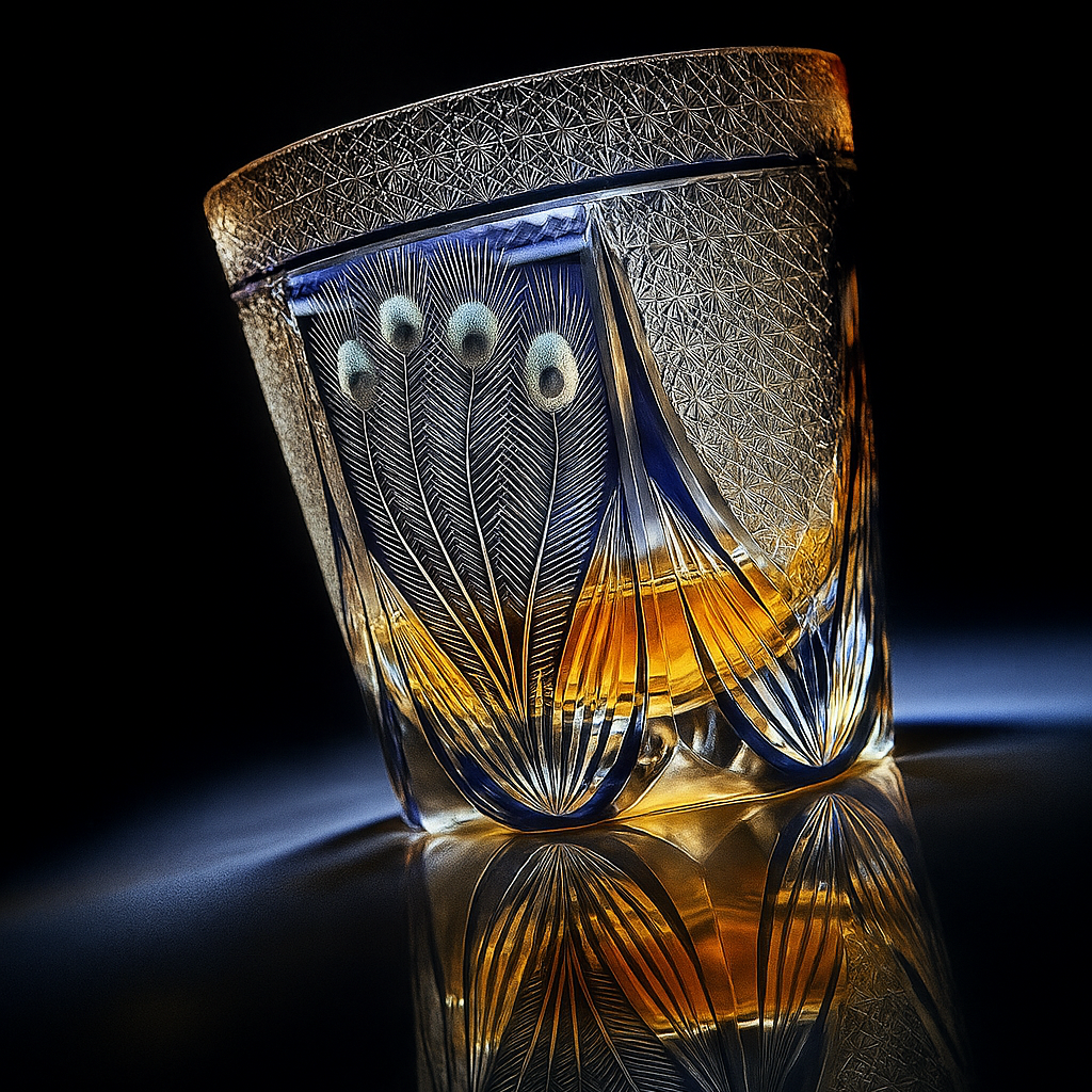 Copo de Cristal Kiriko Pavão Roxo - Elegância Artesanal