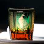 Copo de Cristal Edo Kiriko com Gravura de Pavão