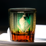 Copo de Cristal Edo Kiriko com Gravura de Pavão