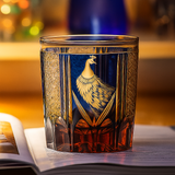 Copo de Cristal Edo Kiriko com Gravura de Pavão