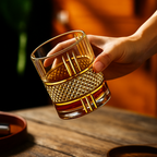 Copo de Whisky com Detalhes Dourados - Elegância e Sofisticação