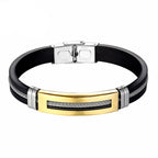 puseira masculina de ouro Pulseiras de aço inoxidável manguito para homens mulher pulseira de borracha preta com corrente 17 19 21cm cinto ajustável homem mão jóias presentes masculino frete grátis