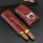 Xifei pu 2 slots conjunto de caixa de charuto portátil humidor caixa com cortador de aço inoxidável viagem fumar acessórios de armazenamento de cigarro