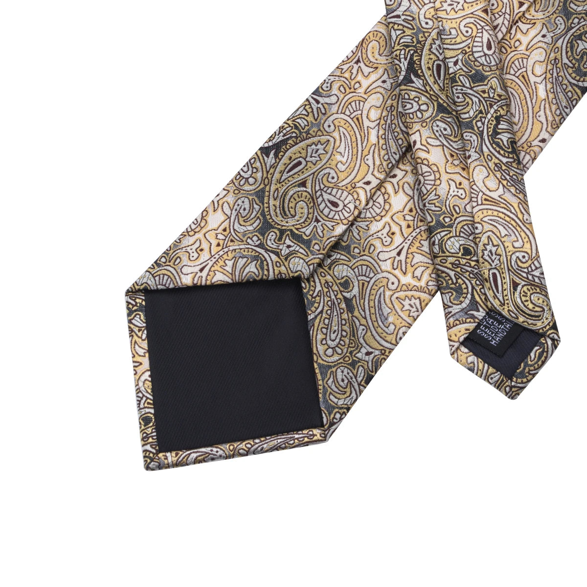 Gravata amarela marrom Paisley para homens, clipe de seda masculino, gravata de luxo, conjunto de abotoaduras, presente de casamento formal
