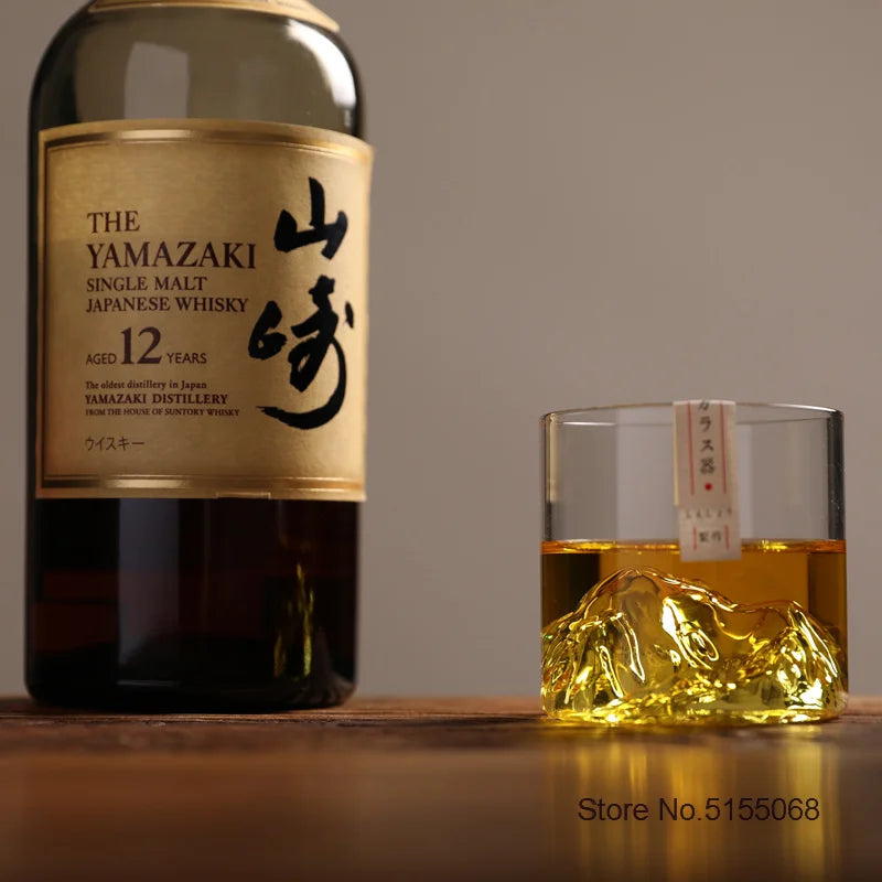 Japão 3d montanha uísque vidro glaciar antigo uísque rock copos uísque-vidro caixa de presente de madeira copo de vodka copo de vinho