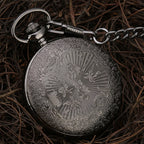 Preto numerais romanos relógio de bolso de quartzo masculino feminino preto oco caso steampunk vintage pingente colar melhores presentes para homens