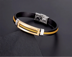 puseira masculina de ouro Pulseiras de aço inoxidável manguito para homens mulher pulseira de borracha preta com corrente 17 19 21cm cinto ajustável homem mão jóias presentes masculino frete grátis