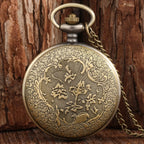 Relógio de bolso de quartzo de bronze guindaste/alce/elefante animal relógio de bolso redondo dial bolso colar pingente camisola corrente relógio de bolso para homens