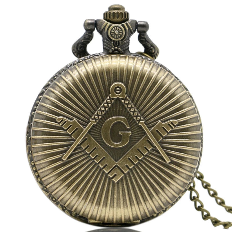 Venda quente de luxo popular masculino retro quartzo prata relógio bolso mason padrão vintage pingente presente feminino colar corrente