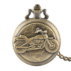 Prata motocicleta luminosa led flash moto design moda relógio de bolso de quartzo esculpida corrente relógio fob presente para homens