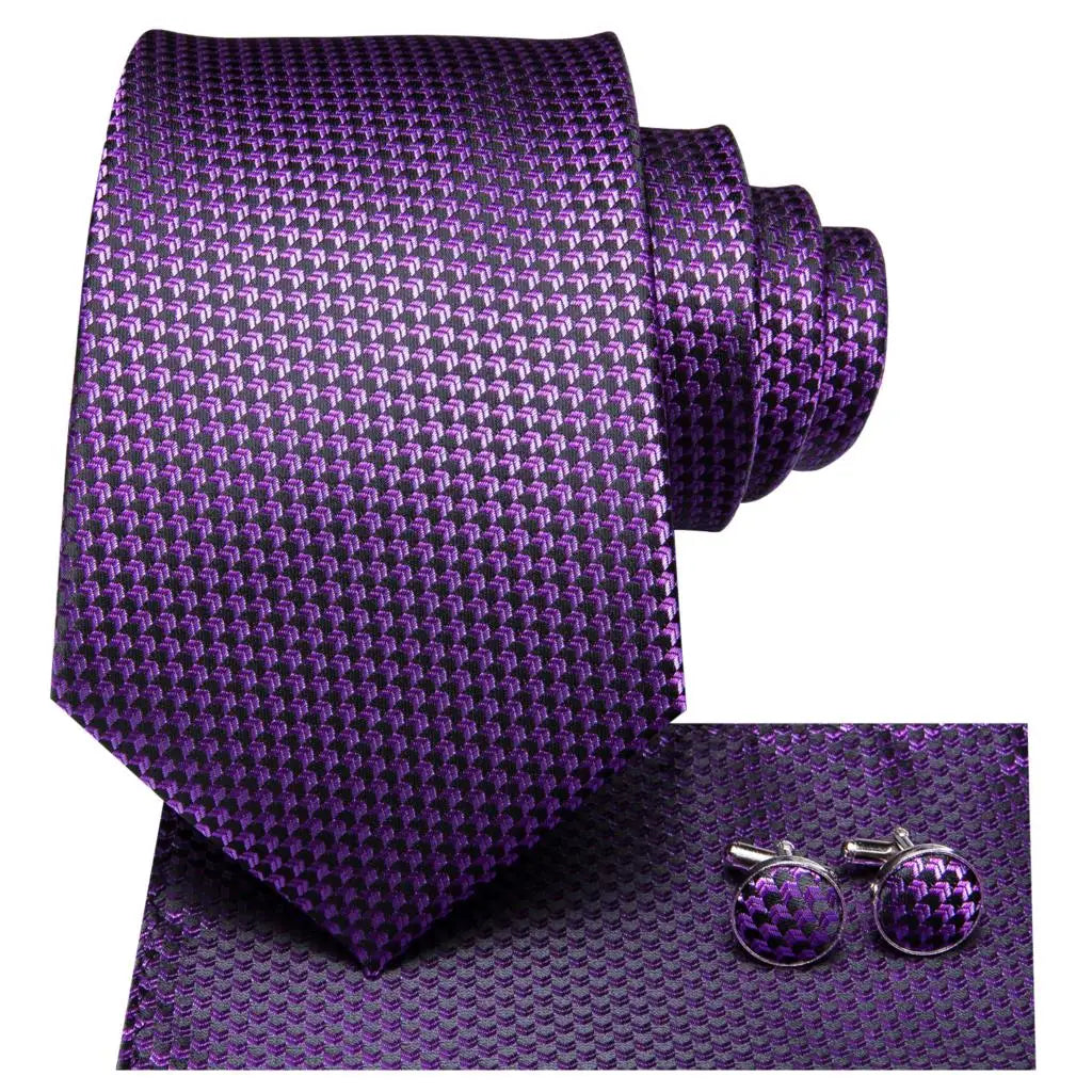Gravata roxa sólida para homens, broche de abotoaduras Hanky, presente de gravata de casamento, designer de gravata de seda de luxo, 8,5 cm