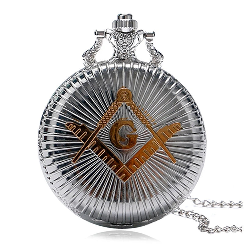 Venda quente de luxo popular masculino retro quartzo prata relógio bolso mason padrão vintage pingente presente feminino colar corrente