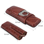 Xifei conjunto de estojo de charuto de couro com 2 espaços, caixa umidificador portátil com cortador de aço inoxidável, acessórios de armazenamento de cigarro para viagem e fumar