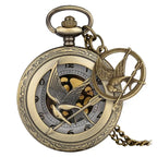 Oco grande pássaro relógio de bolso de quartzo bronze pássaros colar animal cosplay pingente corrente souverirn corrente com pássaro acessório