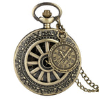 Vintage antigo cobre steampunk bronze oco engrenagem relógio de bolso de quartzo colar pingente corrente relógio masculino feminino com acessório